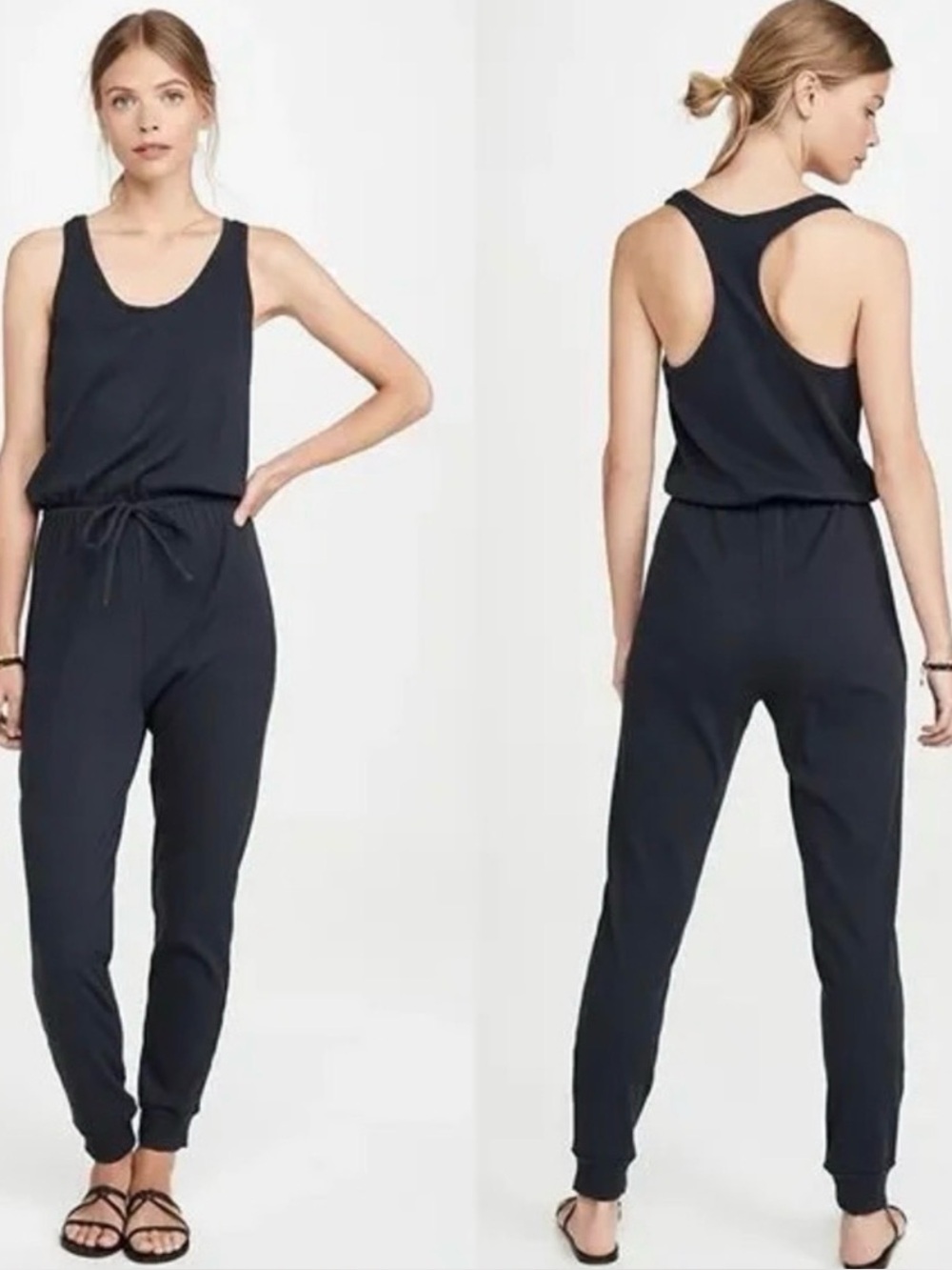 Spiritual Gangster Black Sleeveless Drawstring Jumpsuit
